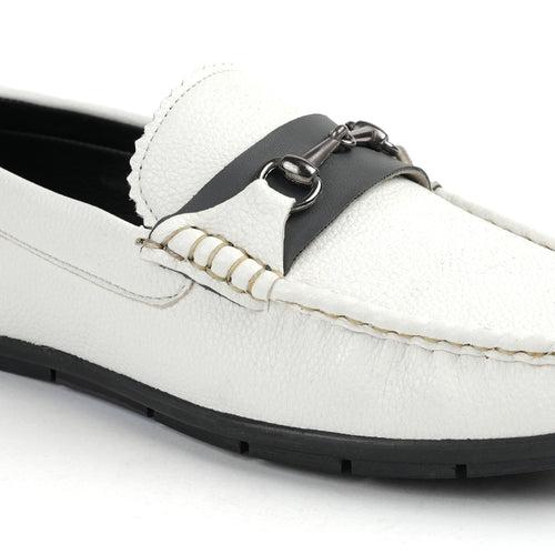 Monkstory Horse-bit Driving Shoes - White