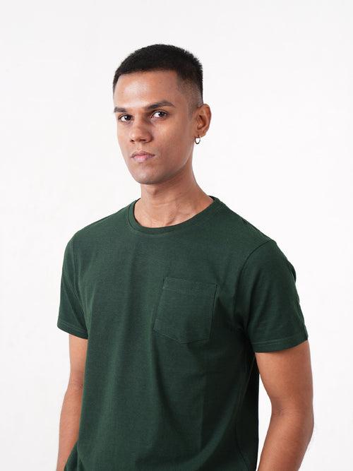 Monkstory Bamboo Cotton Crew Tee - Bottle Green