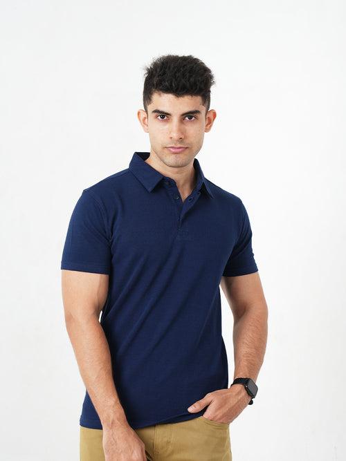 Monkstory Bamboo Cotton Polo Tee - Navy Blue