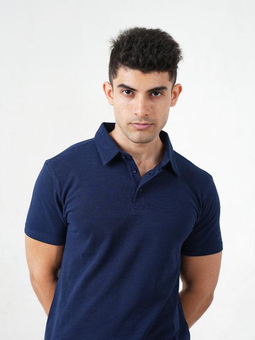 Monkstory Bamboo Cotton Polo Tee - Navy Blue