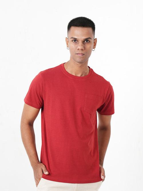 Monkstory Bamboo Cotton Crew Tee - Terracotta Red