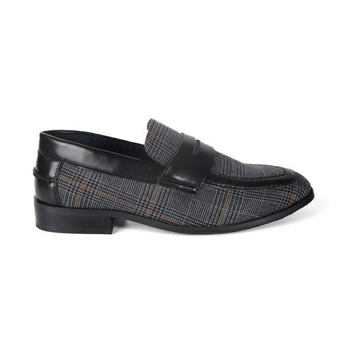 Raro Plaid Fabric Slip-Ons - Black