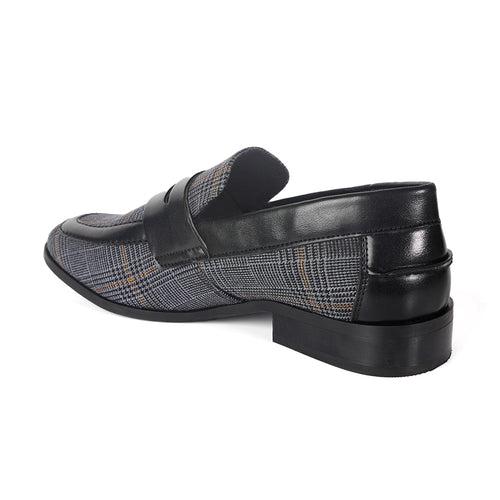 Raro Plaid Fabric Slip-Ons - Black