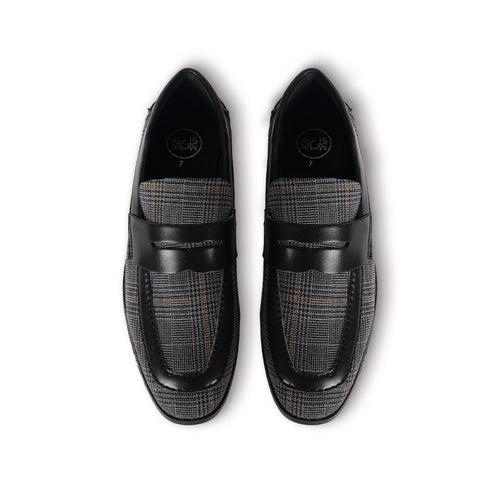 Raro Plaid Fabric Slip-Ons - Black