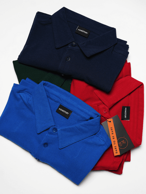 Monkstory Bamboo Cotton Polo Tee - Navy Blue