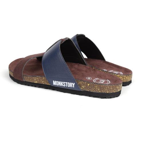 Monkstory Cork Cross-Strap Sandals -  Brown and blue
