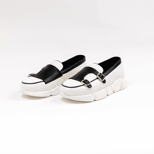 Chunky Double Monk Sneakers - White/Black