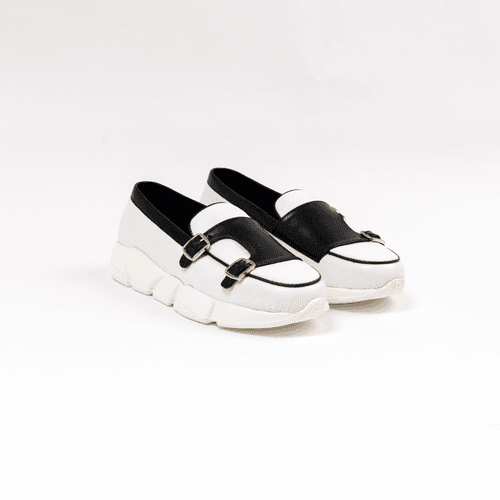 Chunky Double Monk Sneakers - White/Black