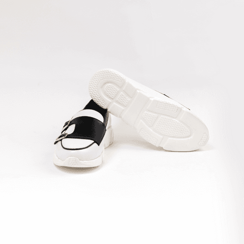 Chunky Double Monk Sneakers - White/Black