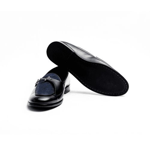 Eclecta Side Buckle Slip Ons - Blue/Black