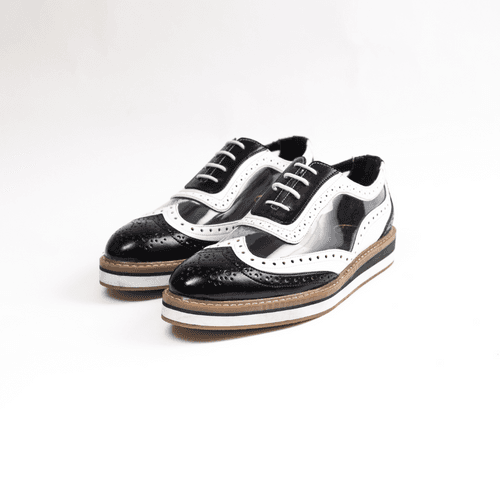 Trance Transparent Brogues - Black/White