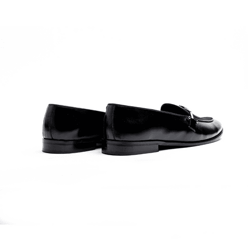 Eclecta Side Buckle Slip Ons - Black/Black