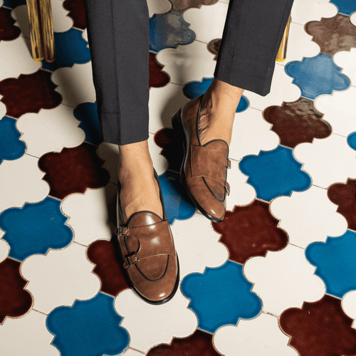 Luxious 2.0 Classic Double Monk Slip Ons - Brown