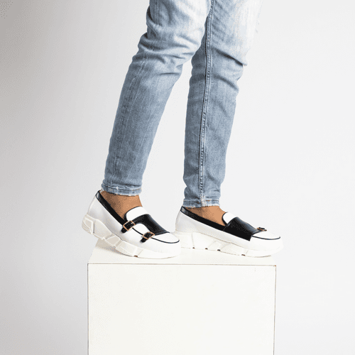 Chunky Double Monk Sneakers - White/Black