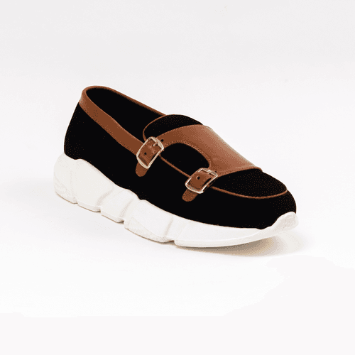 Chunky Double Monk Sneakers - Black/Brown