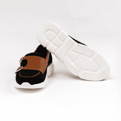 Chunky Double Monk Sneakers - Black/Brown