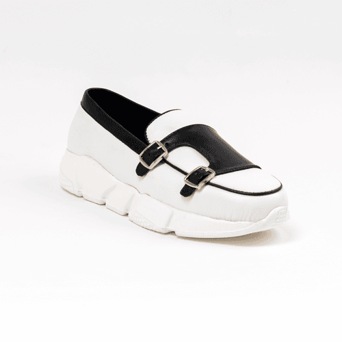 Chunky Double Monk Sneakers - White/Black