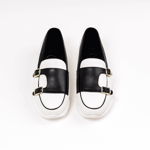 Chunky Double Monk Sneakers - White/Black