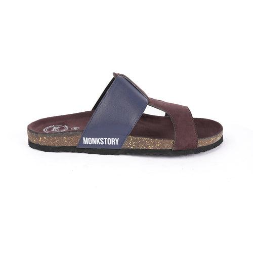 Monkstory Cork Cross-Strap Sandals -  Brown and blue