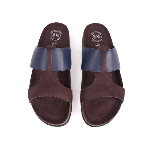 Monkstory Cork Cross-Strap Sandals -  Brown and blue