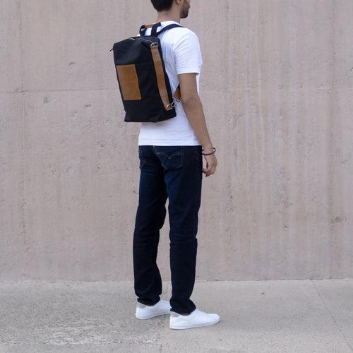 Forth Goods Latitude Canvas and Leather Backpack - Black