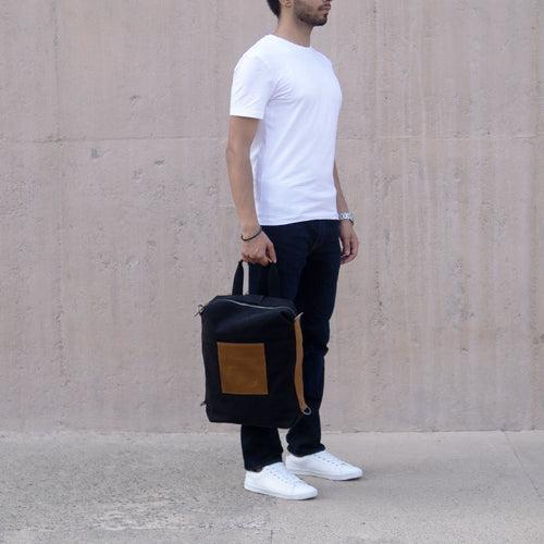 Forth Goods Latitude Canvas and Leather Backpack - Black