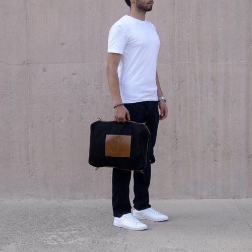 Forth Goods Latitude Canvas and Leather Backpack - Black