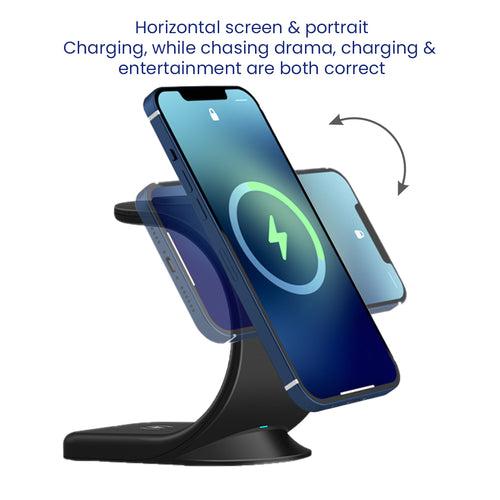 WC360 Magnetic 3-in-1 Wireless Charging Station With 18W QC3.0 Wall Charger included