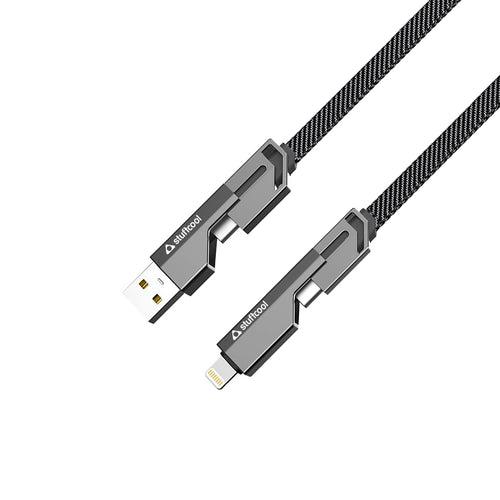 Quad Pro 4 in 1 Indestructible Cable with lightning to type C, type C to C, lightning to USB A