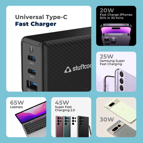 Nova PD65W Multi Port 2 Type C & 1 USB A GaN Charger