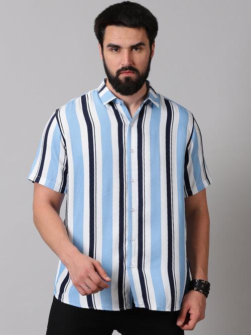 Crisp Blue Stripe Half-Sleeve Shirt