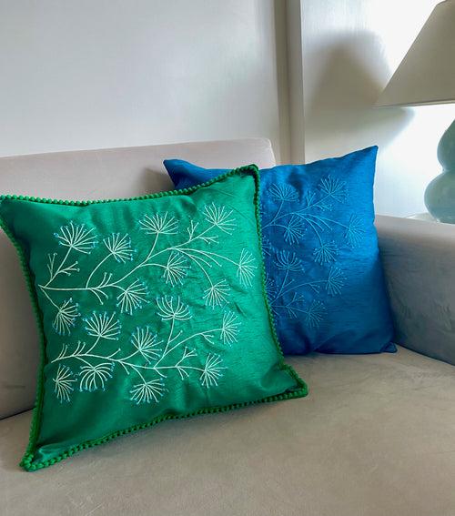 Embroidered Silk Cushions (16" x 16")