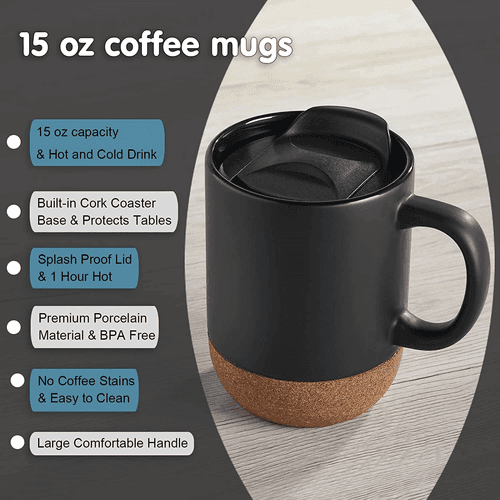 Classic Black Mug with Cork Base