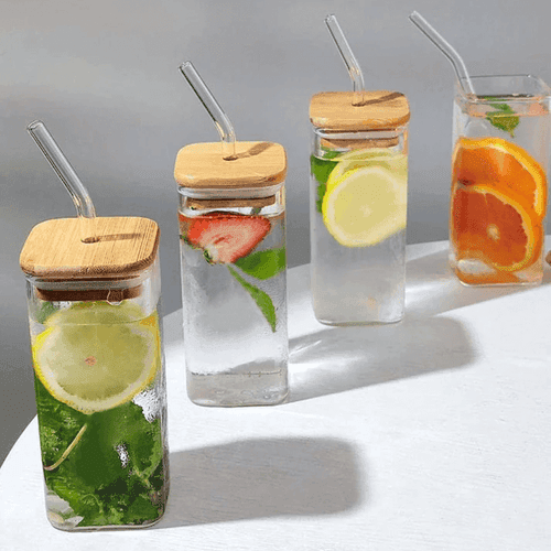 Glass Tumbler With Straw