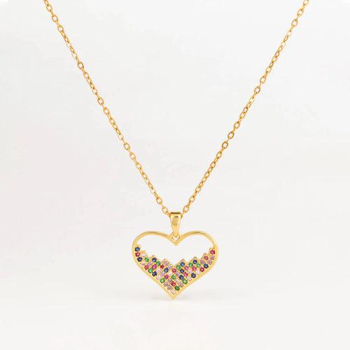 Heart Pavé Stone 18K Gold Plated Necklace