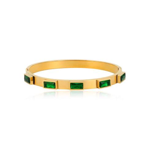 Oasis Baguette Studded 18K Gold Plated Bangle