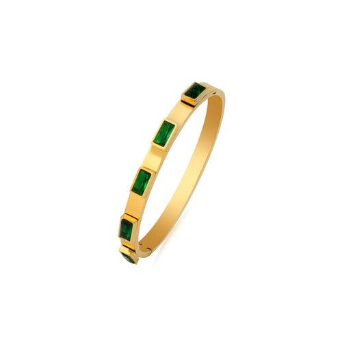 Oasis Baguette Studded 18K Gold Plated Bangle