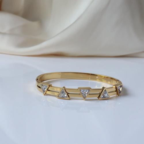 Triangle Studded 18K Gold Plated Bangle