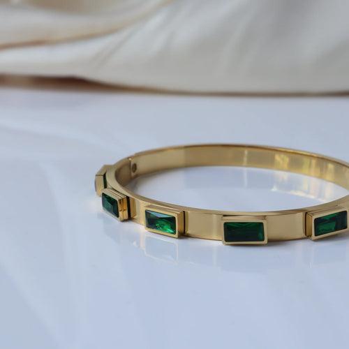 Oasis Baguette Studded 18K Gold Plated Bangle