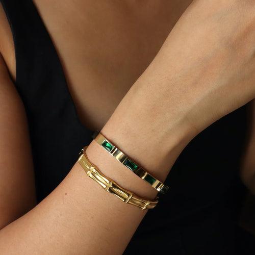 Oasis Baguette Studded 18K Gold Plated Bangle