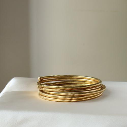 Sleek Spiral 18K Gold Plated Bangle