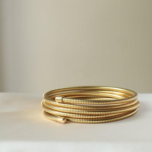 Sleek Spiral 18K Gold Plated Bangle