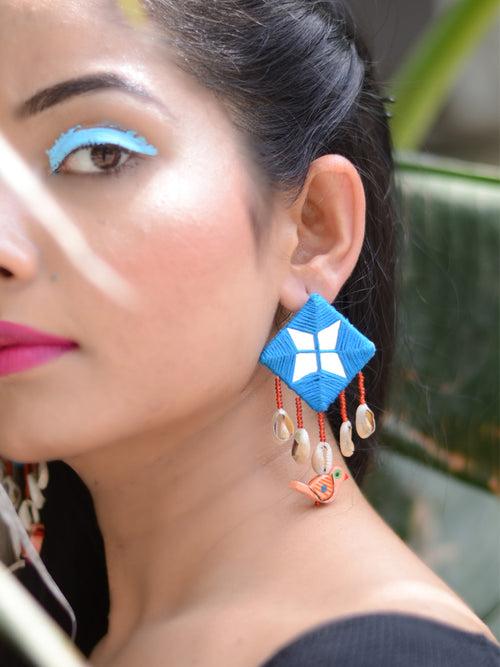 Zahira Mirror Embroidered Bird Earrings