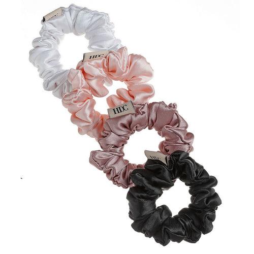 Pastel Multicoloured Silk Satin Scrunchies – Pack of Four