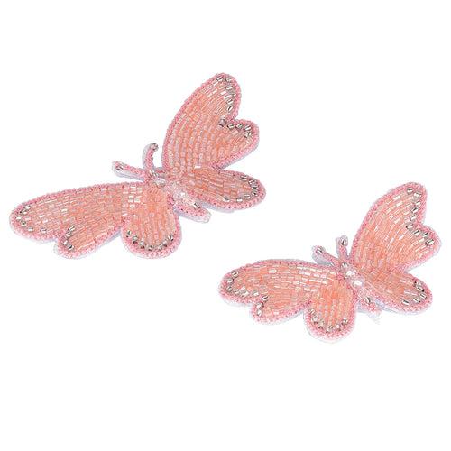 Butterfly Gift Box with 1 Embroidered Hair Band and 2 Hair Pins - Peach