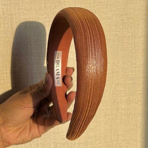 Broad Metallic Hair Band - Brown