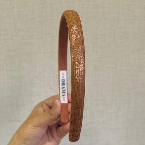 Thin Metallic Hair Band - Brown