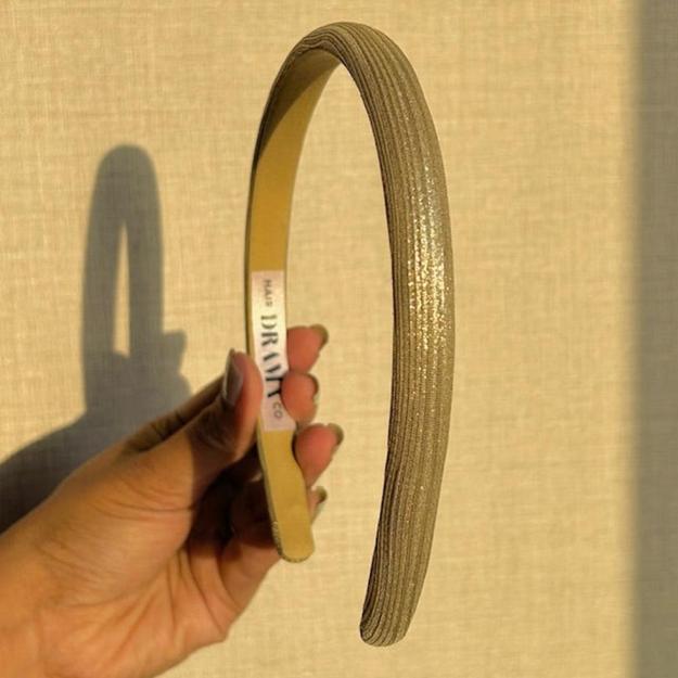 Thin Metallic Hair Band - Ivory Gold