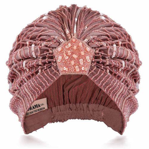 Bling Gift Box with 1 Embroidered Turban, 1 Crystal Hair Bow and 2 Crystal Hair Bands - Rose Gold