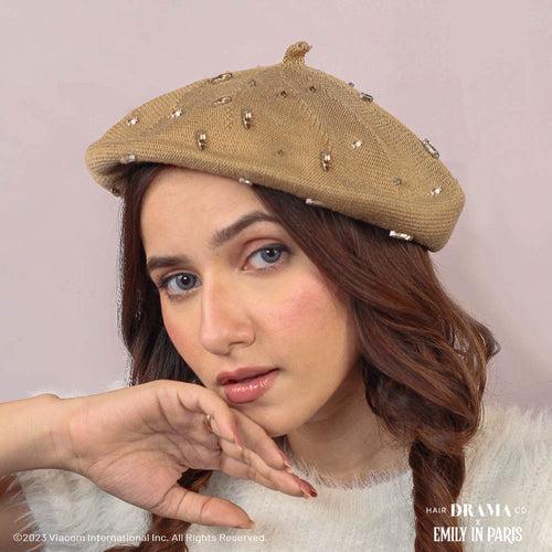 HDC X Emily In Paris Beige Beret with Crystals